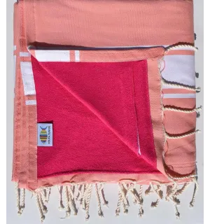 toalla de playa,duplicado esponja salmón y rosa, fucsia