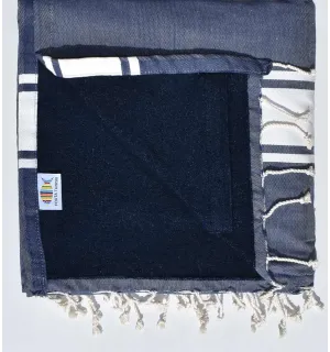 toalla de playa,duplicado esponja azul jeans y azul noche