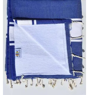 toalla de playa,duplicado esponja azul rey y blanco