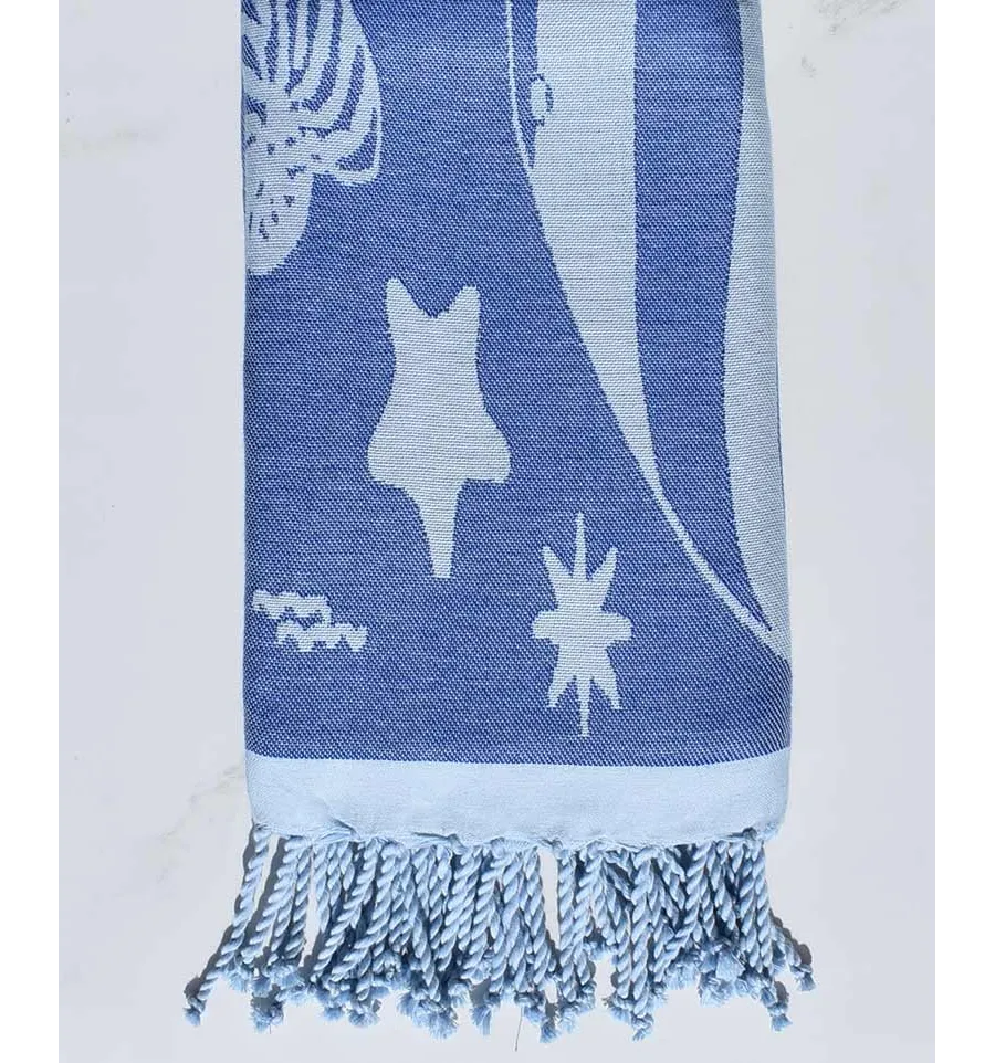 Toalla de playa jacquard stella di mare  azul real y azul maya
