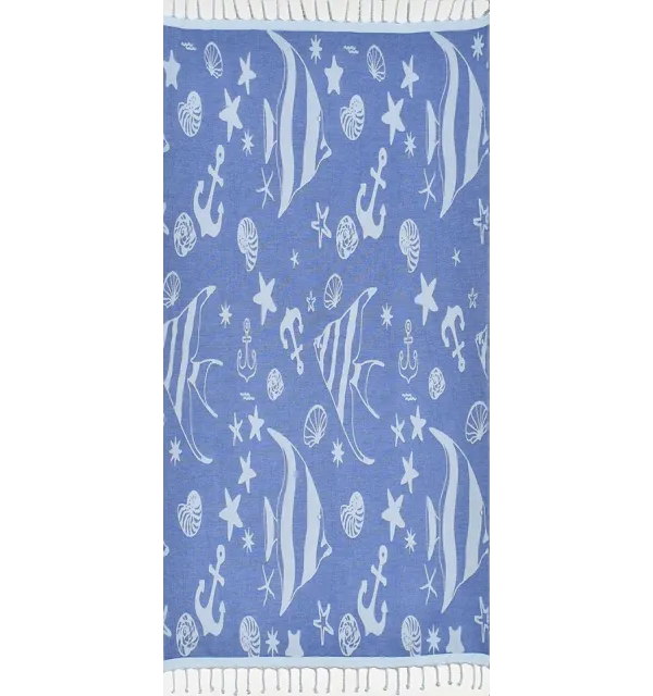 Toalla de playa jacquard stella di mare  azul real y azul maya 