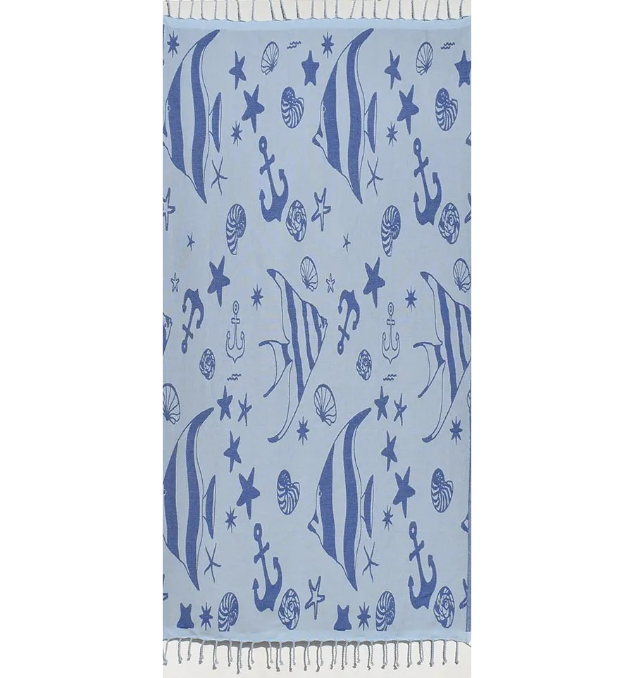 Toalla de playa jacquard stella di mare  azul real y azul maya