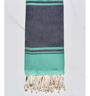 Toalla de playa RAF-RAF azul medianoche y verde malaquita 