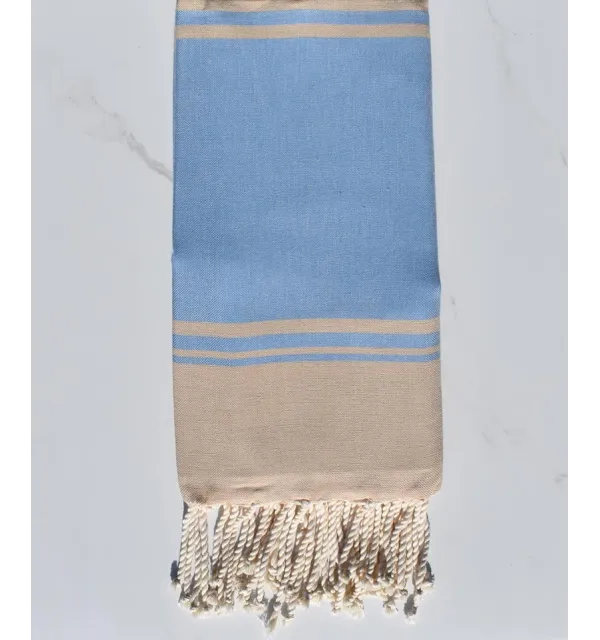 Toalla de playa RAF-RAF azul aciano y beige 