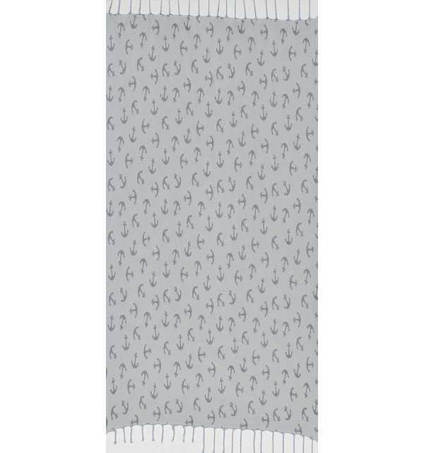 Toalla de playa jacquard ancla gris azul ahumado 