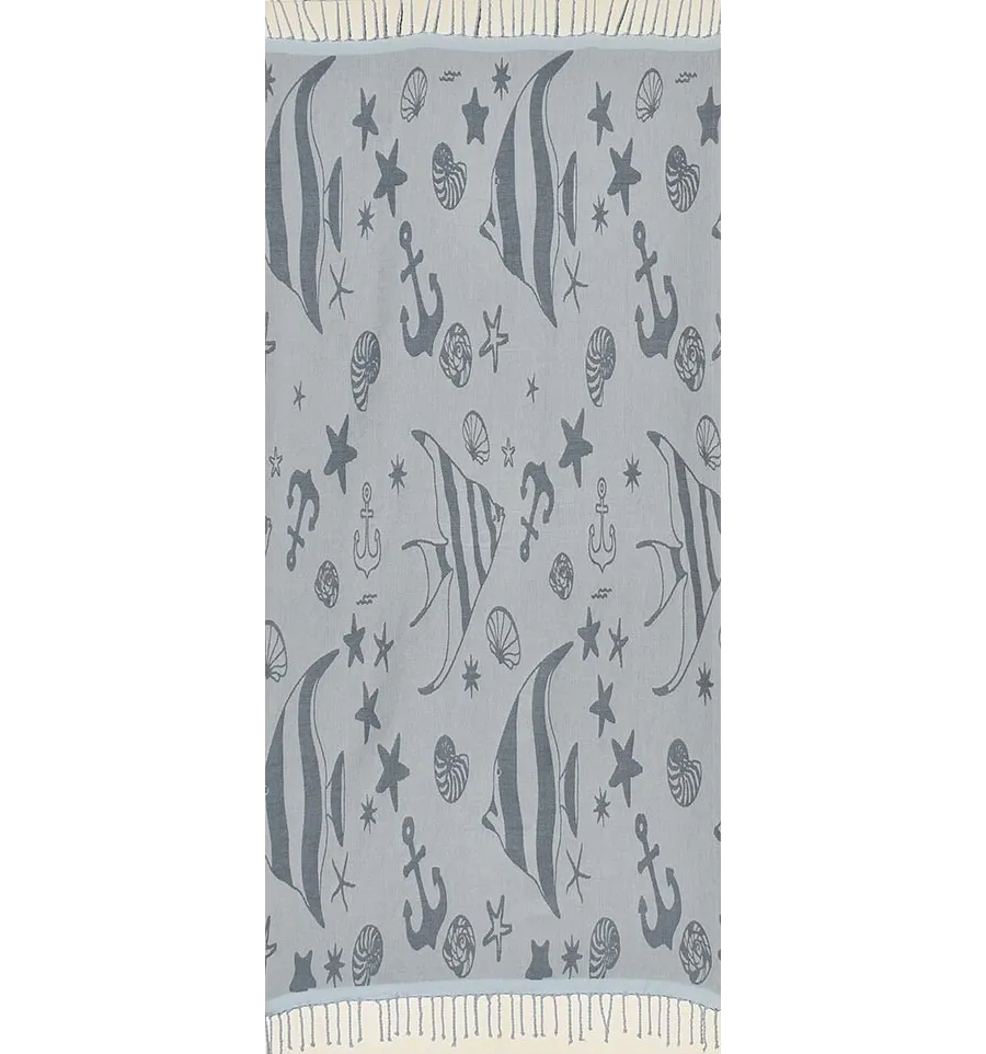Toalla de playa jacquard stella di mare  woad azul y polvo azul 