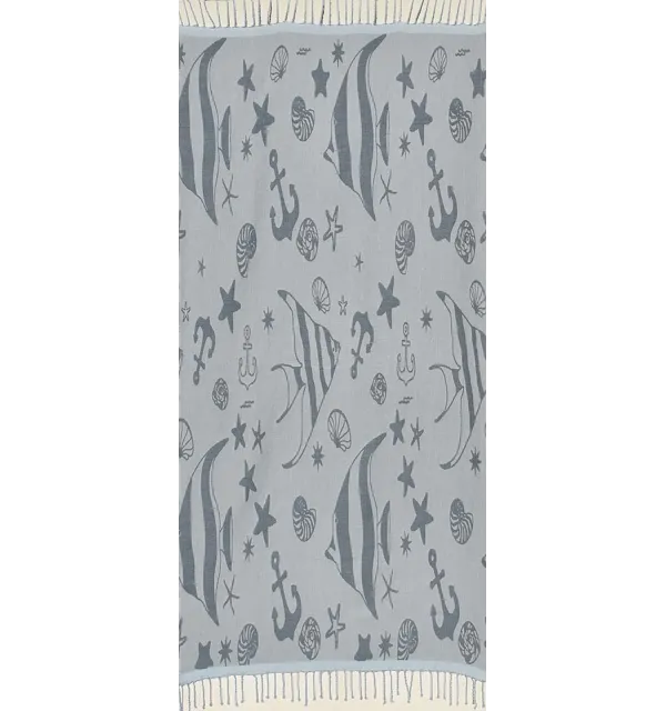 Toalla de playa jacquard stella di mare  woad azul y polvo azul 