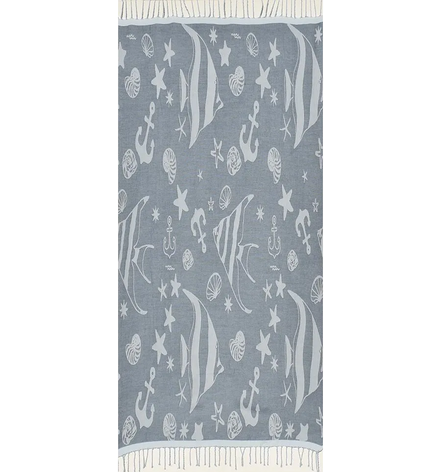 Toalla de playa jacquard stella di mare  woad azul y polvo azul 