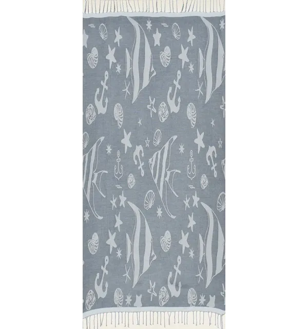 Toalla de playa jacquard stella di mare  woad azul y polvo azul 