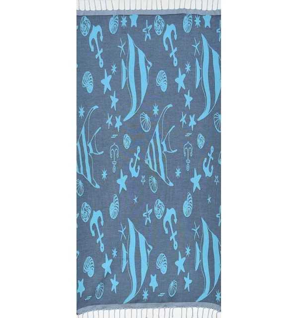 Toalla de playa jacquard stella di mare  azul medianoche y azul celeste 