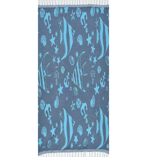 Toalla de playa jacquard stella di mare  azul medianoche y azul celeste 