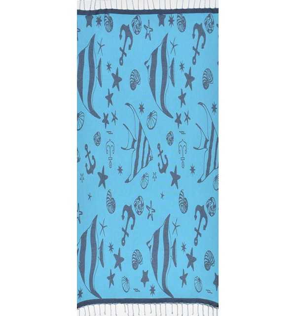 Toalla de playa jacquard stella di mare  azul medianoche y azul celeste 