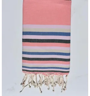 Toalla de playa plato rosa incarnadine,rosa claro ,beige, azul y verde