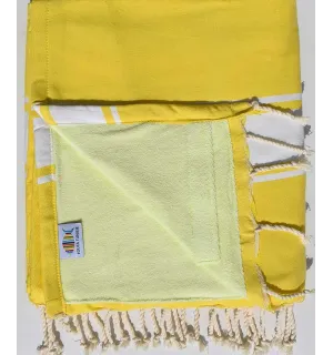toalla de playa duplicado esponja amarillo cobalto y amarillo cal