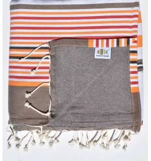 toalla de playa duplicado esponja taupe,roja, corindon beige naranja, negro