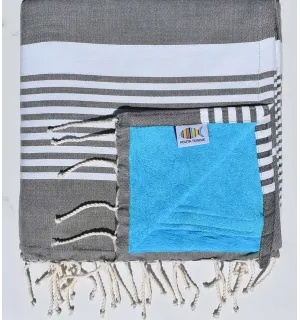 Toalla de playa doble esponja arthur gris oscuro y celestial 
