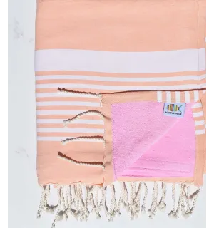 Toalla de playa doble esponja arthur melocotón y rosa 