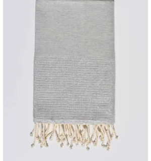 Toalla de playa lurex gris claro con hilo de lurex plateado 