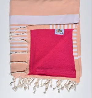 Toalla de playa doble esponja arthur melocotón y fucsia 