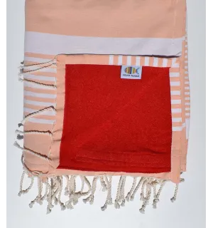 Toalla de playa doble esponja arthur melocotón y rojo 