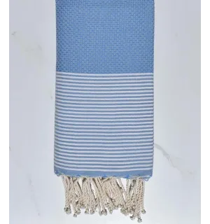 Toalla Nido de abejas azul celeste rayas blancas