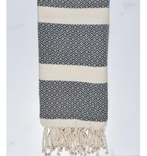 Toalla de playa chevron gris de davy y blanco crema