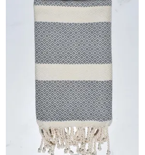 Toalla de playa chevron gris y blanco cremoso 
