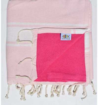 toalla de playa duplicado esponja rosa claro y rosa fucsia