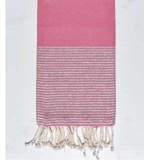 Toalla de playa plano rosa mediano al hijo de lurex plata Fouta Tunisia - 2
