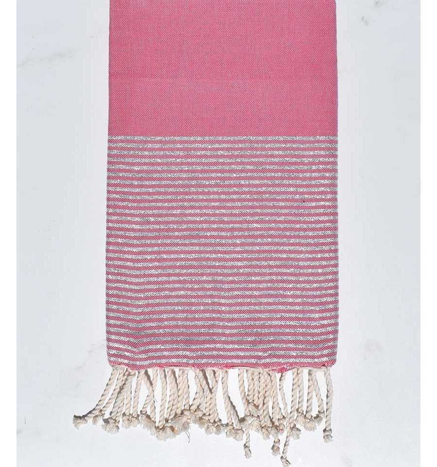 Toalla de playa plano rosa mediano al hijo de lurex plata Fouta Tunisia - 2