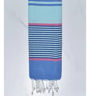 toalla de playa para niños Azur mist, rosa, azul aciano y azul Fouta Tunisia - 1
