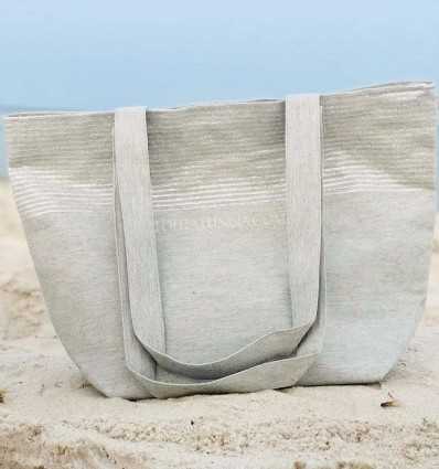 Bolsa de playa Toalla de playa color gris claro con lurex plata