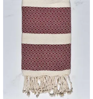 Toalla de playa chevron rojo burdeos Fouta Tunisia - 1