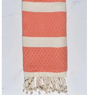 Toalla de playa chevron naranja y crudo Fouta Tunisia - 1
