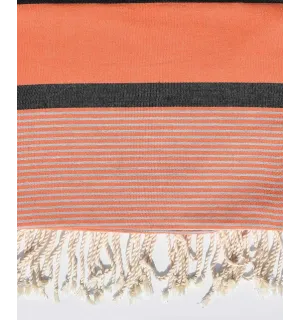 Gran fouta1.40m/2.50m color coral naranja y negro gris Fouta Tunisia - 1