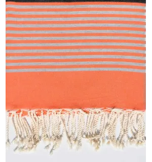 Gran fouta1.40m/2.50m color coral naranja y negro gris Fouta Tunisia - 1 2