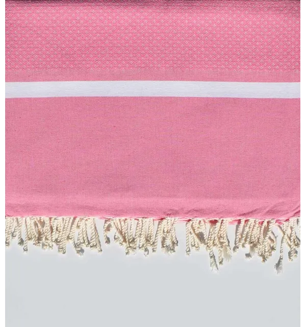 Fouta gigante rosa claro y blanco 2 m * 2,80 m Fouta Tunisia - 1