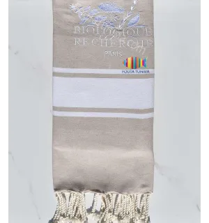 Toalla de playa greige con bordado Fouta Tunisia - 1