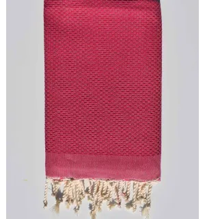 FOUTA nido de abeja sólida rosa frambuesa.  - 1