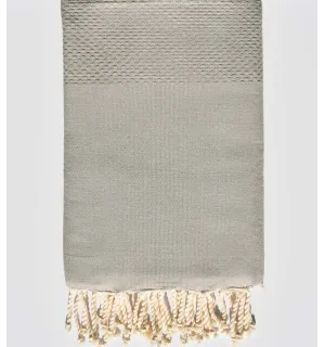 Toalla de playa nido de abeja sólida taupe claro Fouta Tunisia - 1