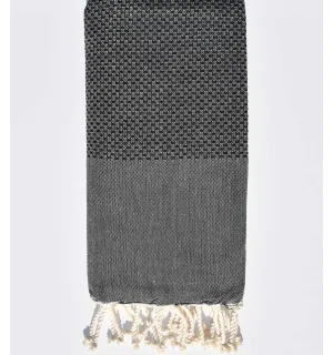 Toalla de playa nido de abeja unido gris Fouta Tunisia - 1