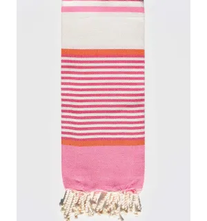 Toalla de playa rosa y blanco marfil para niños Fouta Tunisia - 1