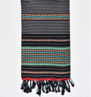 Toalla de playa arabesco con rayas negras Fouta Tunisia - 1