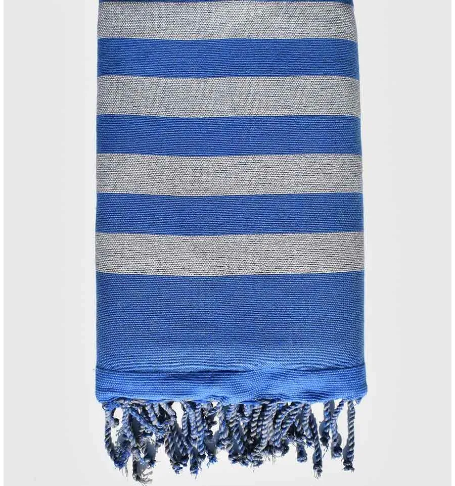 toalla de playa esponja gris y azul Fouta Tunisia - 1
