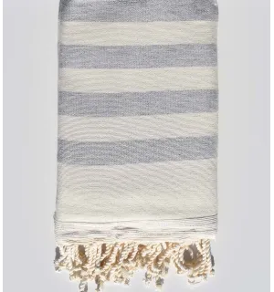 Toalla de playa esponja  blanco crema y gris Fouta Tunisia - 1