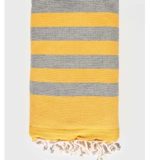 Toalla de playa esponja amarilla y gris Fouta Tunisia - 1