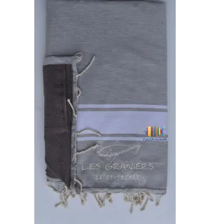 Toalla de playa forrada esponja bordada les graniers saint-tropez Fouta Tunisia - 1