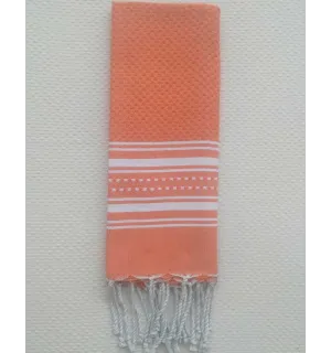 Mini toalla de color naranja y blanco Fouta Tunisia - 1