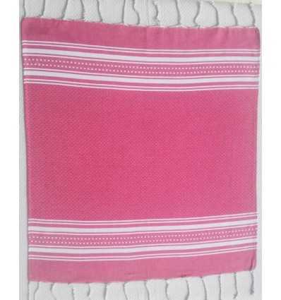 Mini toalla rosa y blanca 