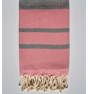 Toalla de playa chevron rosa y gris pizarra Fouta Tunisia - 1